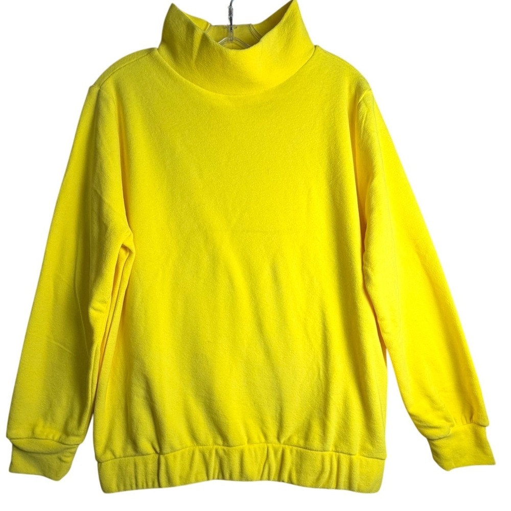 Dudley Stephens Baldwin Yellow‎ Mock Neck Fleece Pullover Women's M L Apres Ski